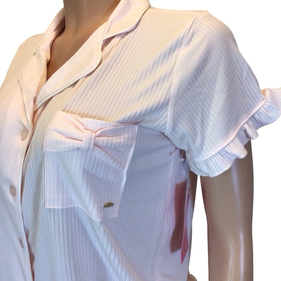 Betsey Johnson Women’s Delicacy Pajama Set Top & Shorts Light Pink Ruffle Trim - Picture 5 of 8